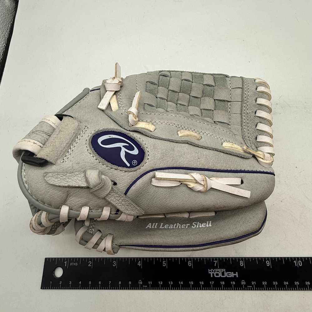 Rawlings Sure Catch 12 Inch Softball Glove Gray Purple Leather Basket-Web - Picture 16 of 16